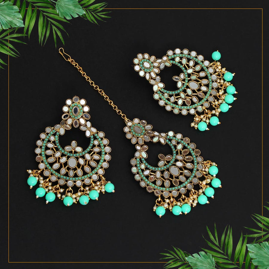 Silver Swarovski Lacrima earrings in Emerald green color -  anka-jewellery.com